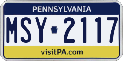 PA license plate MSY2117