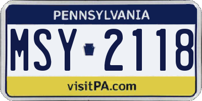 PA license plate MSY2118