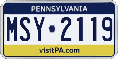 PA license plate MSY2119