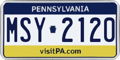 PA license plate MSY2120