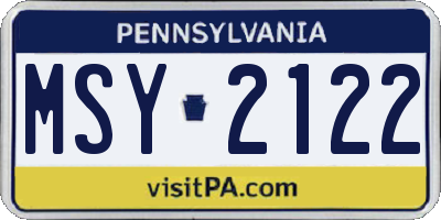 PA license plate MSY2122