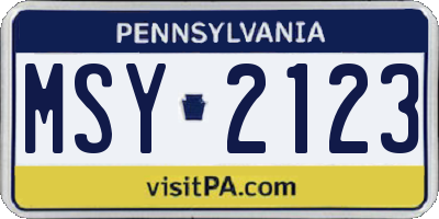 PA license plate MSY2123