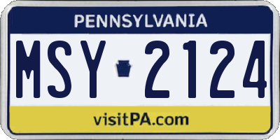PA license plate MSY2124