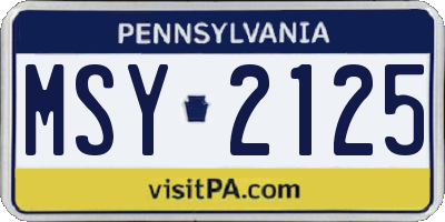 PA license plate MSY2125