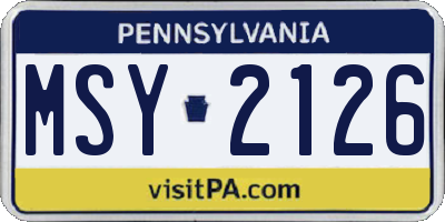 PA license plate MSY2126