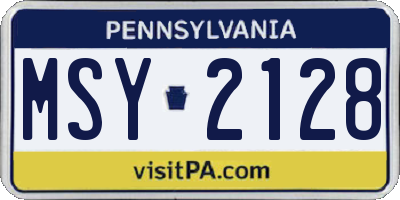 PA license plate MSY2128
