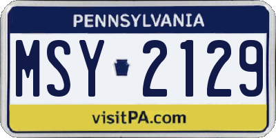 PA license plate MSY2129