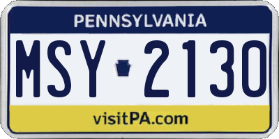 PA license plate MSY2130