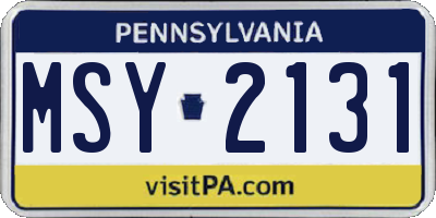 PA license plate MSY2131