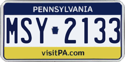 PA license plate MSY2133