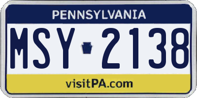 PA license plate MSY2138
