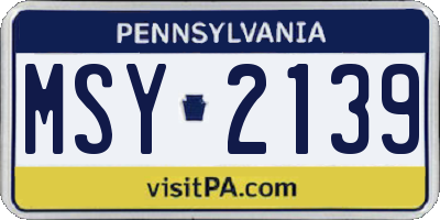 PA license plate MSY2139