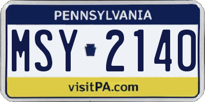 PA license plate MSY2140