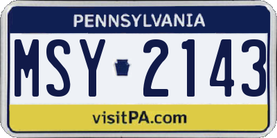 PA license plate MSY2143