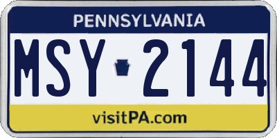 PA license plate MSY2144