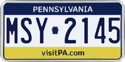 PA license plate MSY2145