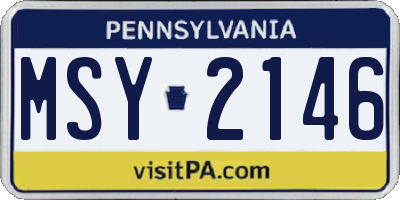 PA license plate MSY2146