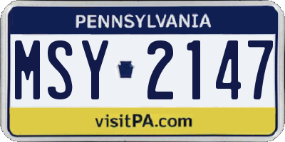 PA license plate MSY2147