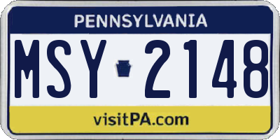 PA license plate MSY2148
