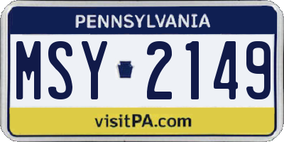 PA license plate MSY2149