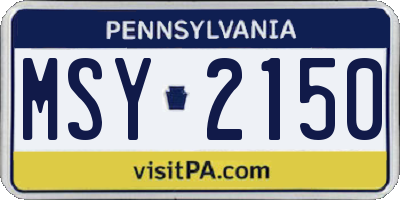 PA license plate MSY2150