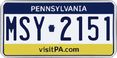 PA license plate MSY2151