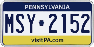 PA license plate MSY2152