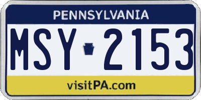 PA license plate MSY2153