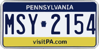 PA license plate MSY2154