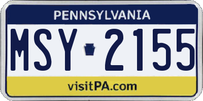 PA license plate MSY2155