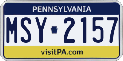 PA license plate MSY2157