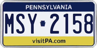 PA license plate MSY2158