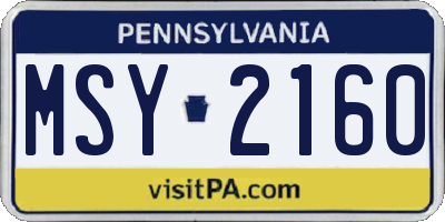 PA license plate MSY2160