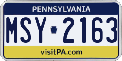 PA license plate MSY2163