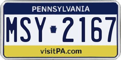 PA license plate MSY2167