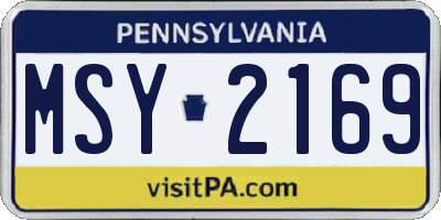 PA license plate MSY2169