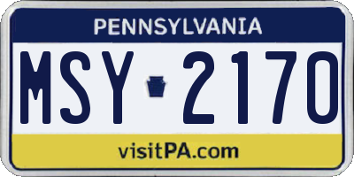 PA license plate MSY2170