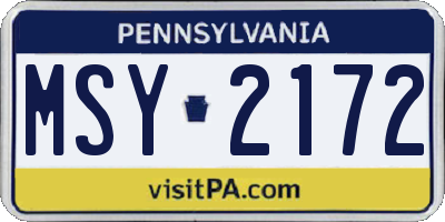 PA license plate MSY2172