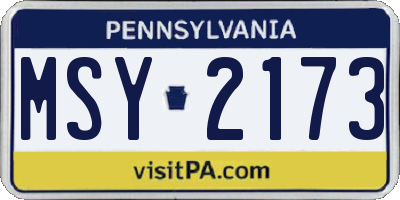PA license plate MSY2173