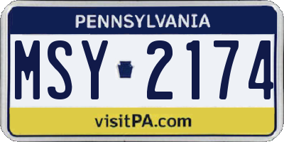 PA license plate MSY2174