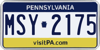 PA license plate MSY2175