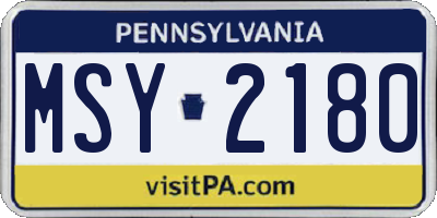 PA license plate MSY2180