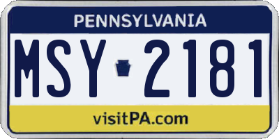 PA license plate MSY2181