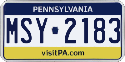 PA license plate MSY2183