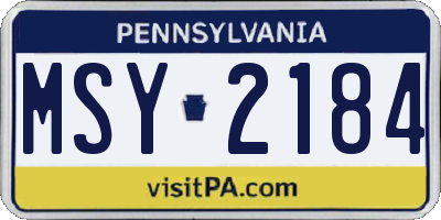 PA license plate MSY2184