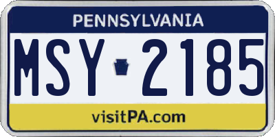 PA license plate MSY2185