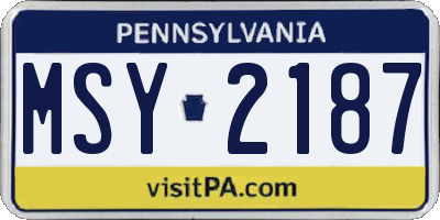 PA license plate MSY2187