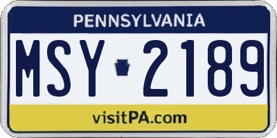 PA license plate MSY2189