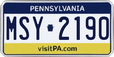 PA license plate MSY2190
