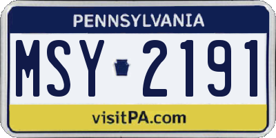 PA license plate MSY2191